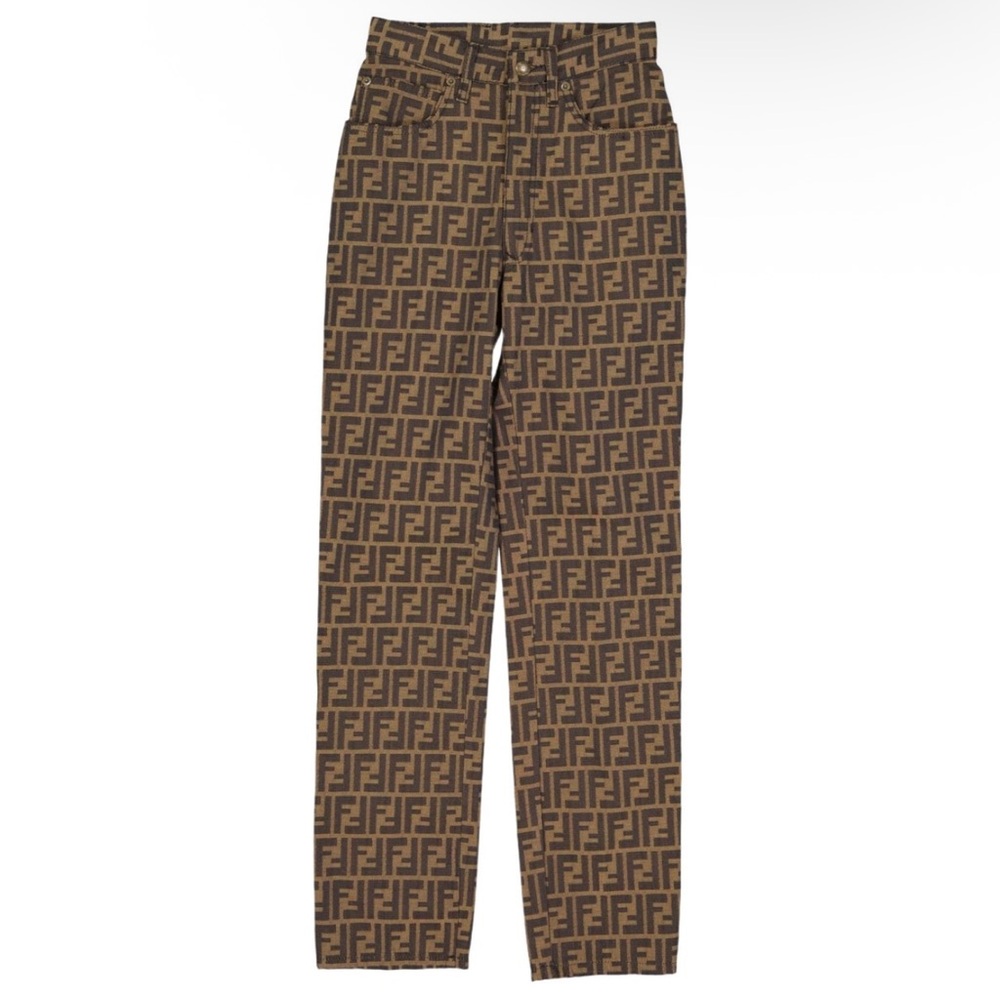 Fendi Tan and Brown Monogram Trousers